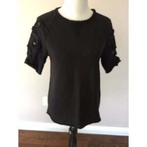 VGC ZARA W&B Collection Black 100% Cotton Blend Insert Sweatshirt SZ S